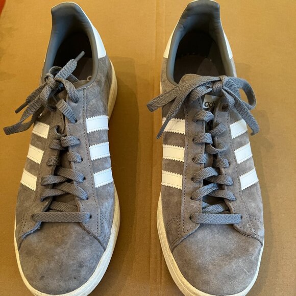 Adidas Campus Gray 3 Stripe Sneakers Gray Suede - Picture 1 of 4